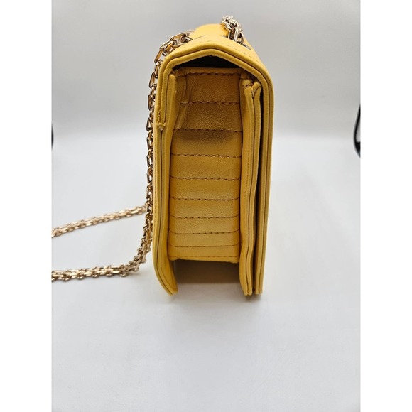Mellow World Paola Yellow Quilted Turnlock Chain Handle Purse Bag‎ Handbag - Picture 11 of 12